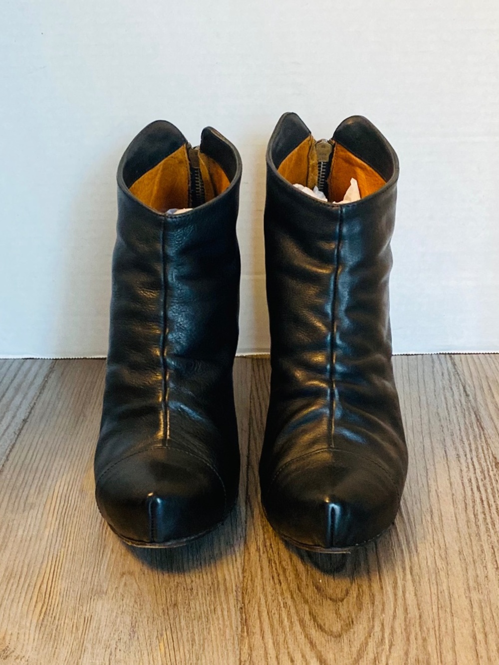 Fiorentini + Baker, Womens Black Leather Ankle Boots w/ Zipper, 38 / 7-7.5.